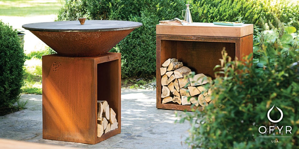 OFYR BUTCHER BLOCK STORAGE 90 CORTEN TEAK WOOD